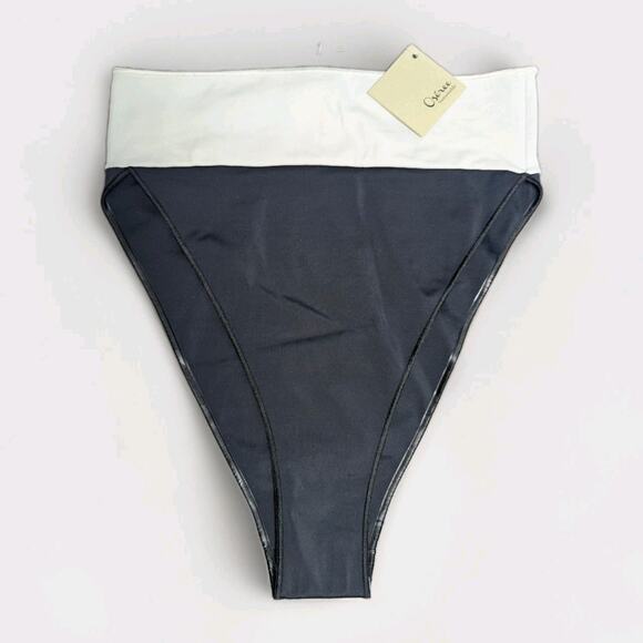 Oseree Eco Twist Black White Bikini Bottoms High Cut Rise Sustainable ECF213 - Picture 4 of 8